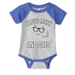 I Love Math And Cats Funny Infant Baby Jersey Bodysuit