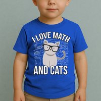 I Love Math And Cats Funny Toddler T-Shirt
