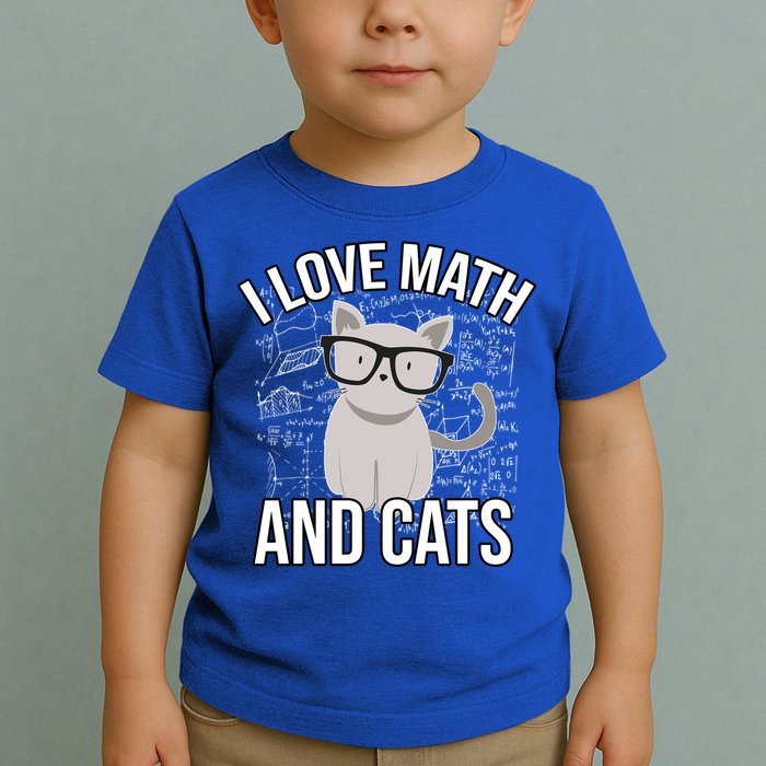 I Love Math And Cats Funny Toddler T-Shirt