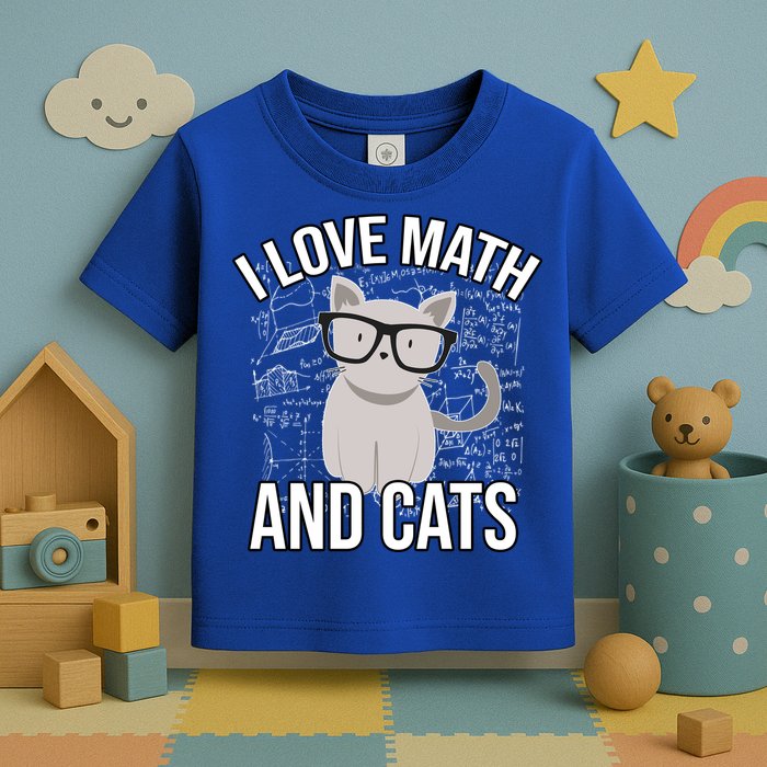 I Love Math And Cats Funny Toddler T-Shirt