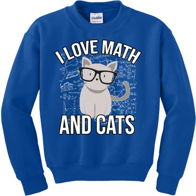 I Love Math And Cats Funny Kids Sweatshirt