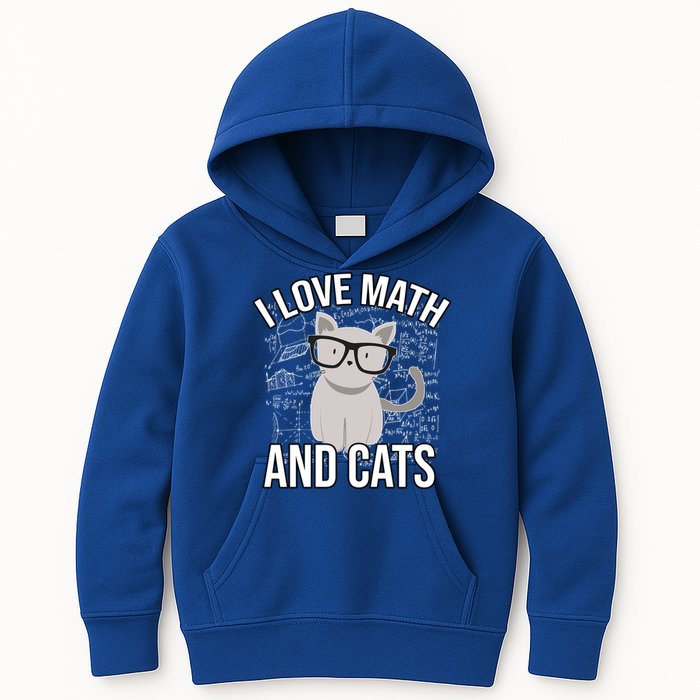 I Love Math And Cats Funny Kids Hoodie