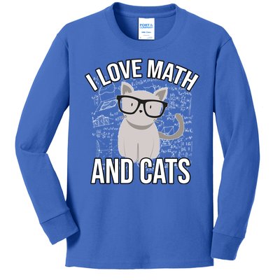 I Love Math And Cats Funny Kids Long Sleeve Shirt