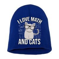 I Love Math And Cats Funny Short Acrylic Beanie