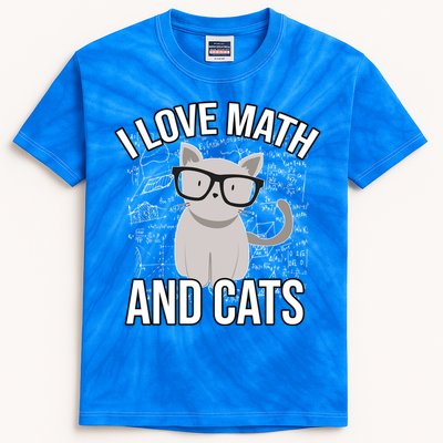 I Love Math And Cats Funny Kids Tie-Dye T-Shirt