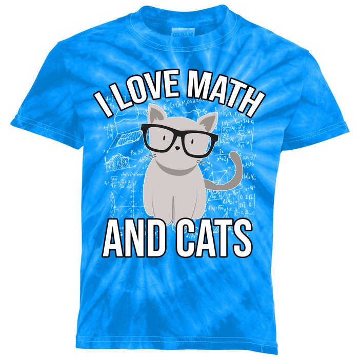 I Love Math And Cats Funny Kids Tie-Dye T-Shirt