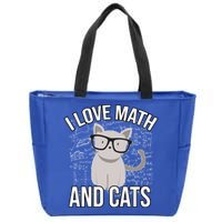 I Love Math And Cats Funny Zip Tote Bag