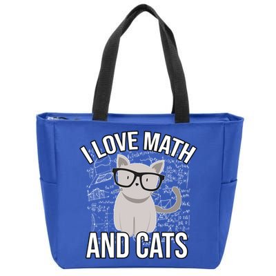 I Love Math And Cats Funny Zip Tote Bag