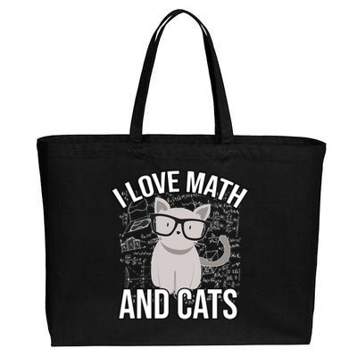 I Love Math And Cats Funny Cotton Canvas Jumbo Tote