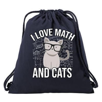 I Love Math And Cats Funny Drawstring Bag