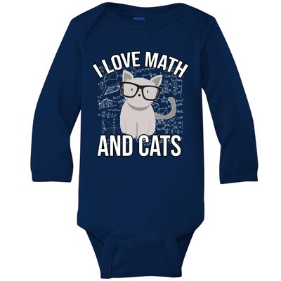 I Love Math And Cats Funny Baby Long Sleeve Bodysuit