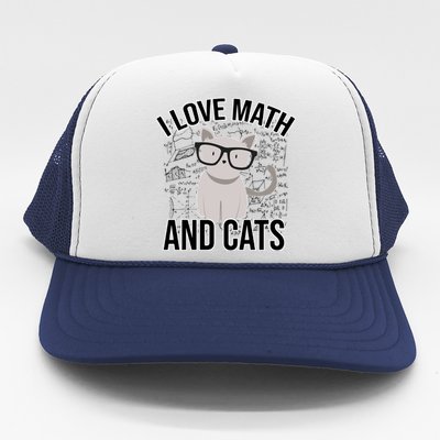 I Love Math And Cats Funny Trucker Hat