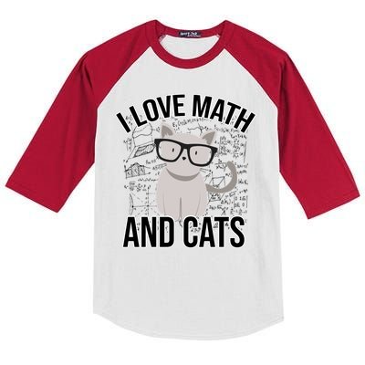 I Love Math And Cats Funny Kids Colorblock Raglan Jersey