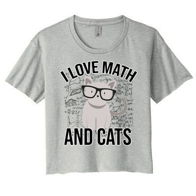 I Love Math And Cats Funny Women's Crop Top Tee