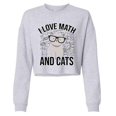 I Love Math And Cats Funny Cropped Pullover Crew