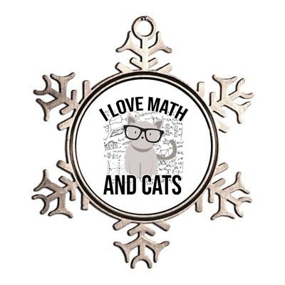 I Love Math And Cats Funny Metallic Star Ornament