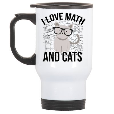 I Love Math And Cats Funny Stainless Steel Travel Mug