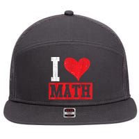 I Love Math Heart Math 7 Panel Mesh Trucker Snapback Hat