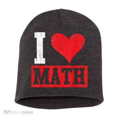 I Love Math Heart Math Short Acrylic Beanie