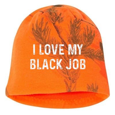 I Love My Black Job Heart Distressed Kati - Camo Knit Beanie