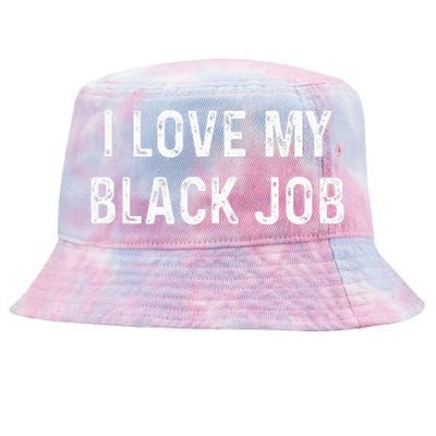 I Love My Black Job Heart Distressed Tie-Dyed Bucket Hat