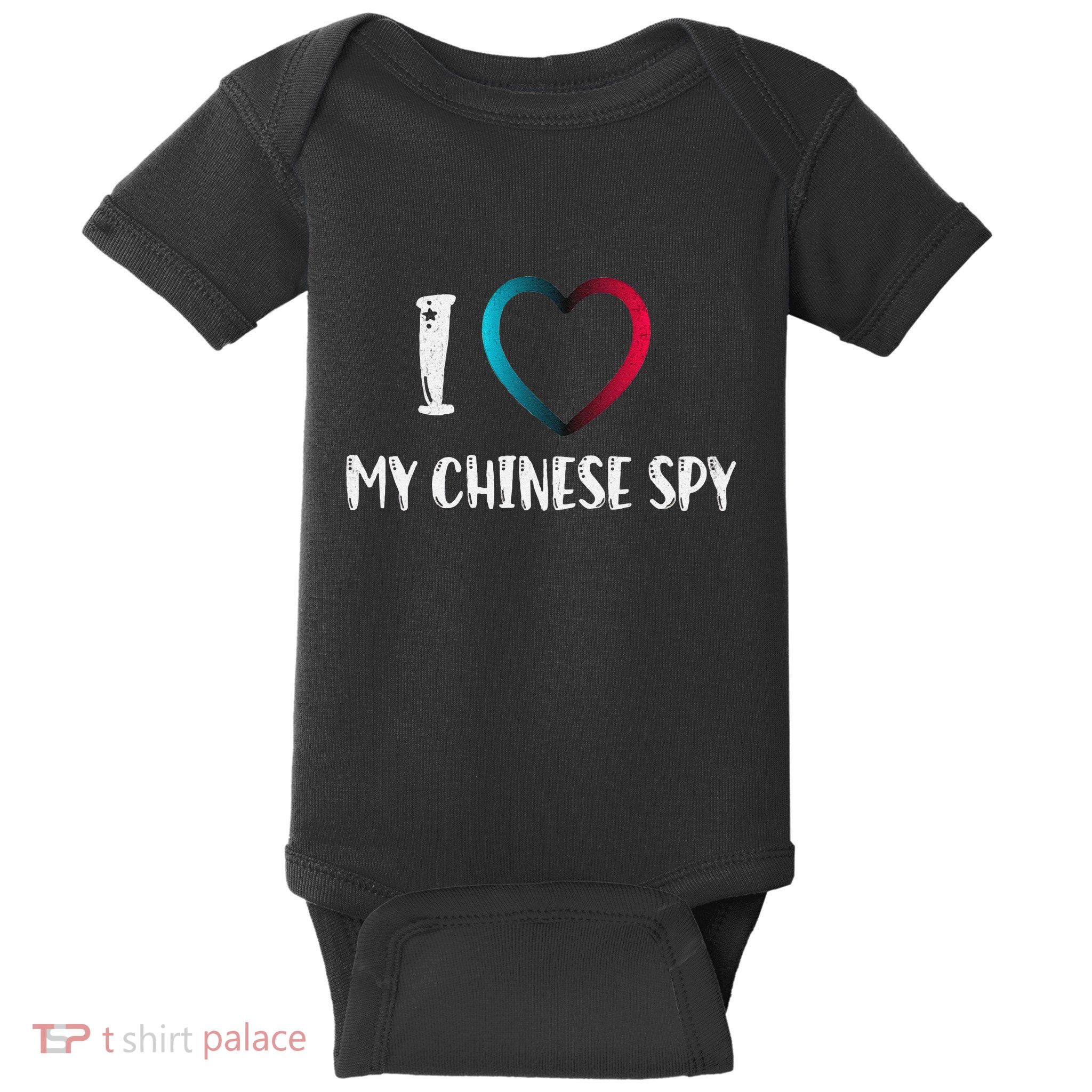 I Love My Chinese Spy I Heart Chinese Spy China Flag Baby Bodysuit