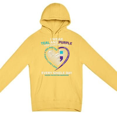 In Loving Memory Semicolon Suicide Prevention Awareness Premium Pullover Hoodie