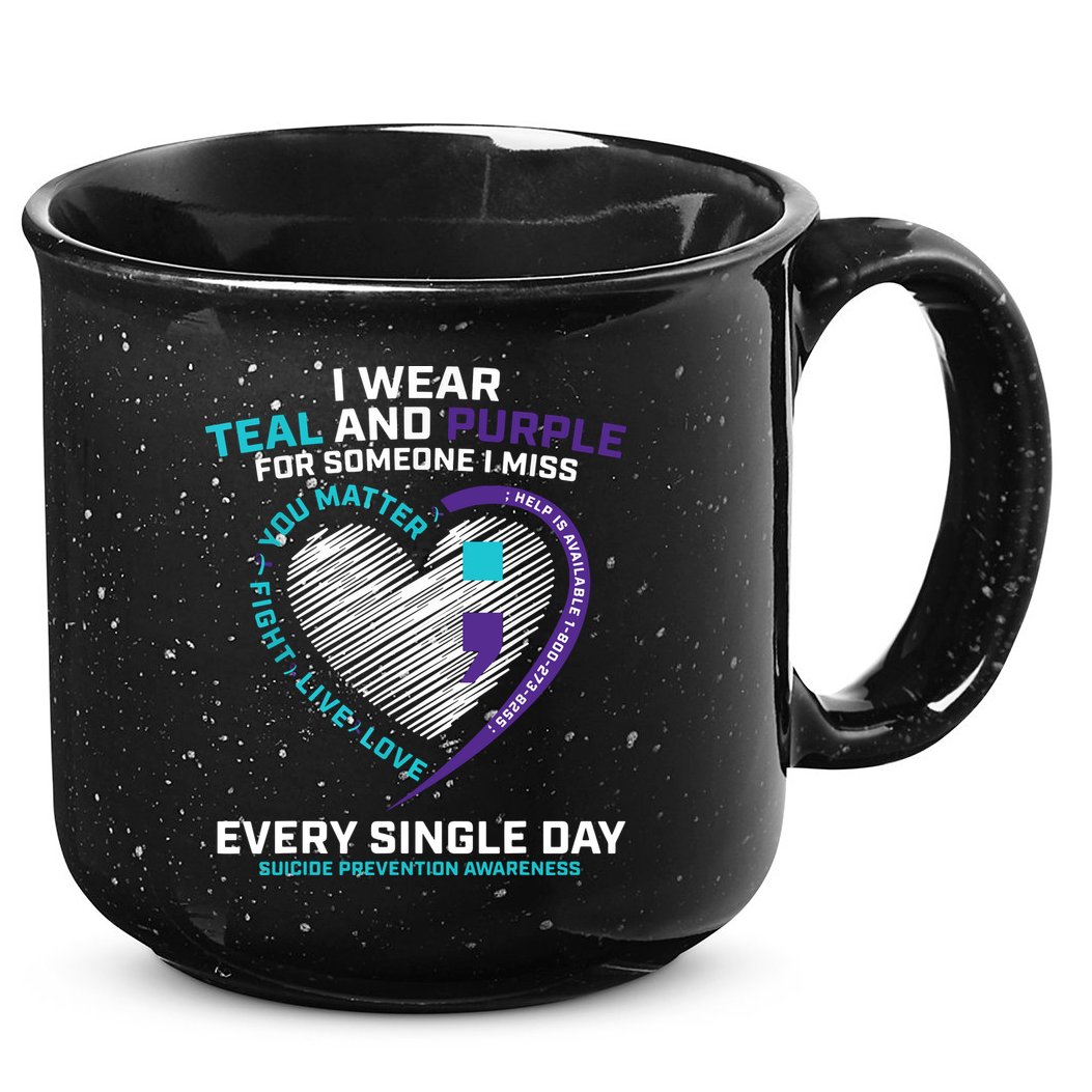In Loving Memory Semicolon Suicide Prevention Awareness 15oz Campfire Ceramic Mug