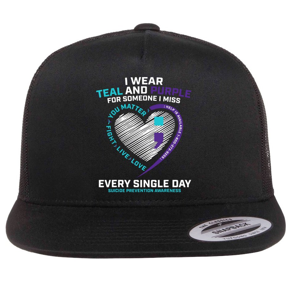 In Loving Memory Semicolon Suicide Prevention Awareness Flat Bill Trucker Hat