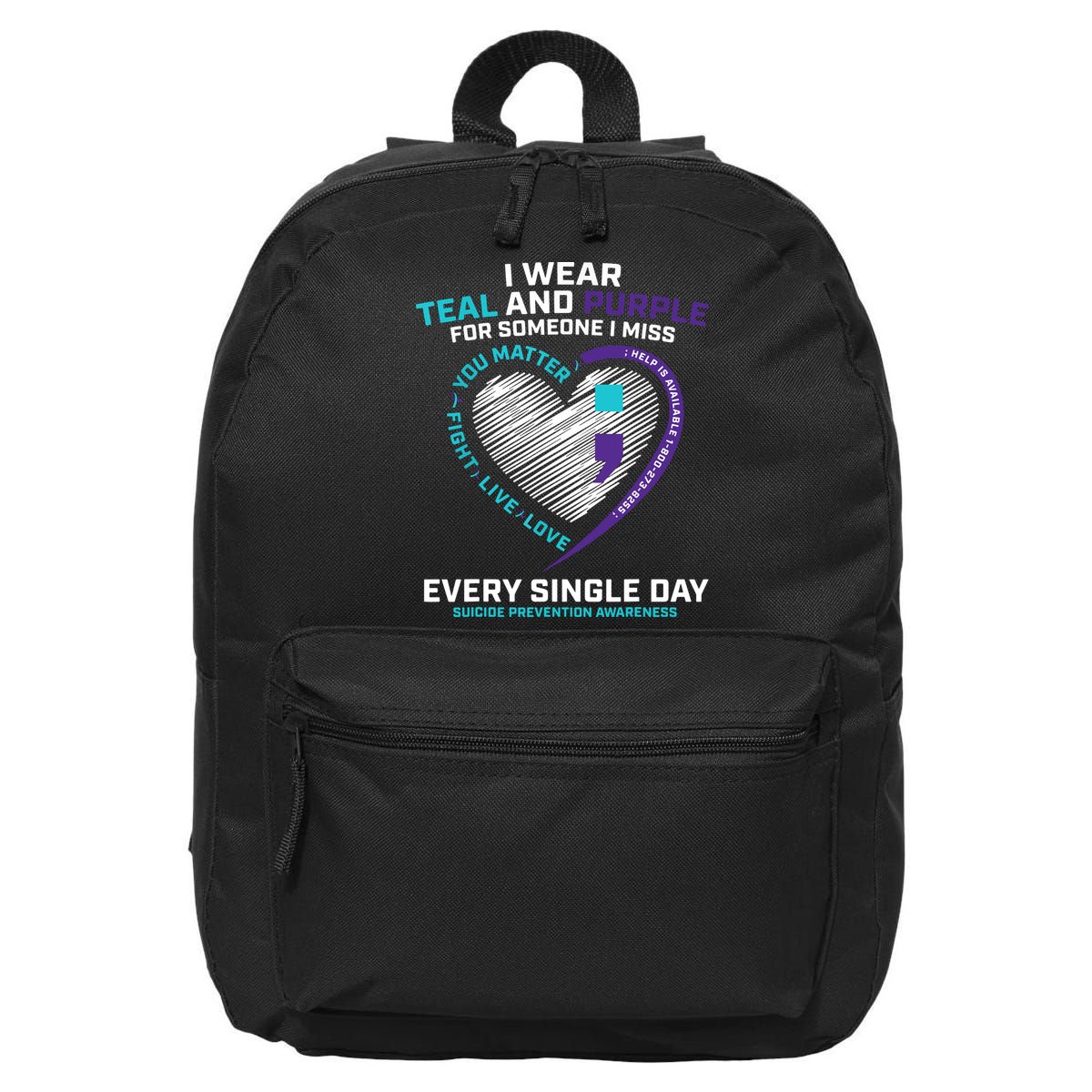 In Loving Memory Semicolon Suicide Prevention Awareness 16 in Basic Backpack