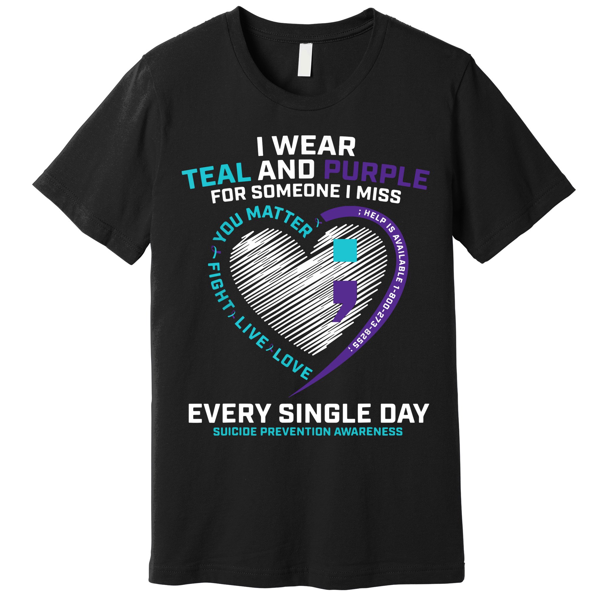 In Loving Memory Semicolon Suicide Prevention Awareness Premium T-Shirt