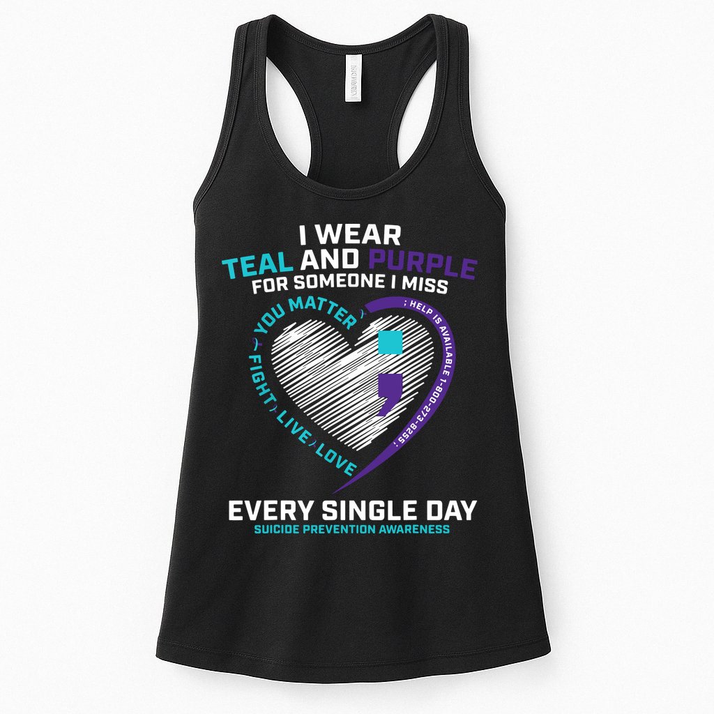 In Loving Memory Semicolon Suicide Prevention Awareness Womens Tank Top