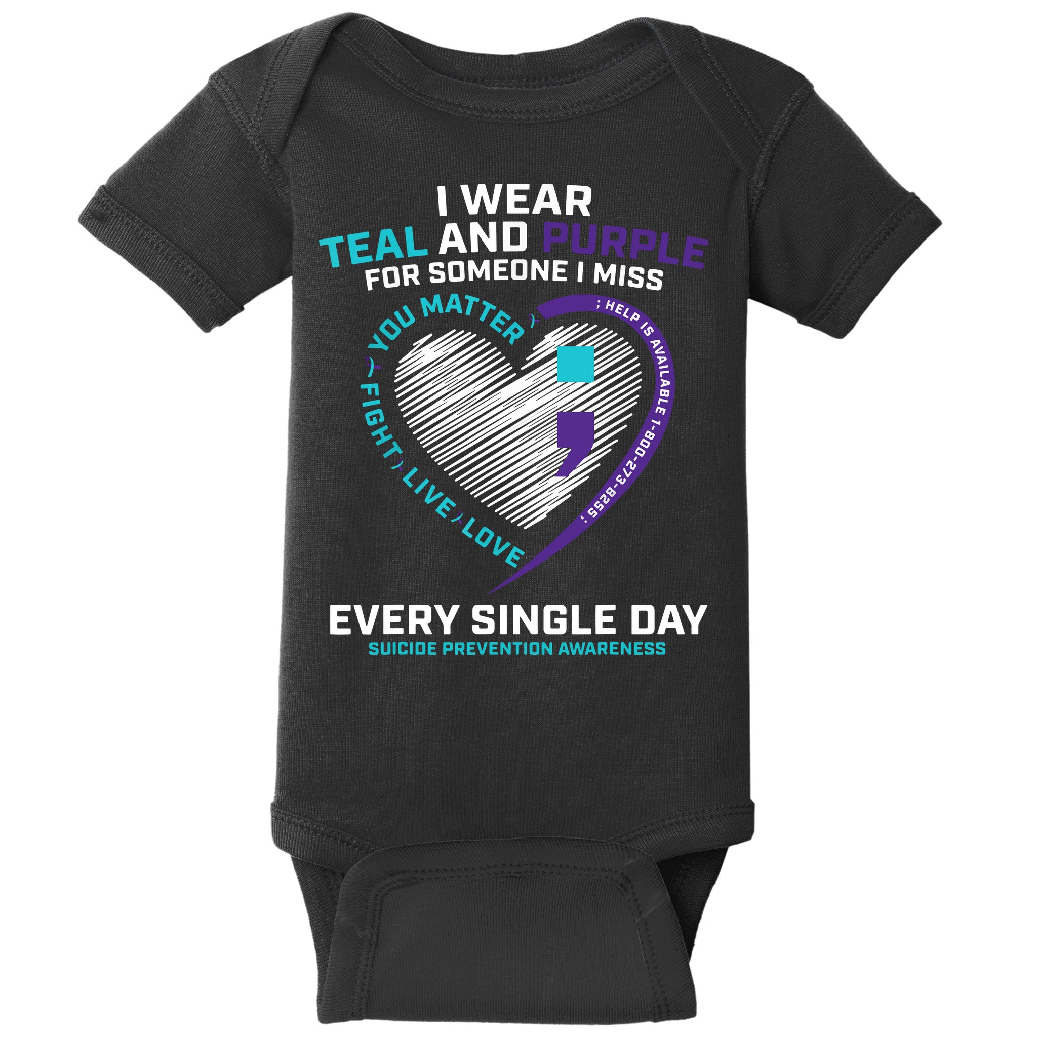 In Loving Memory Semicolon Suicide Prevention Awareness Baby Bodysuit