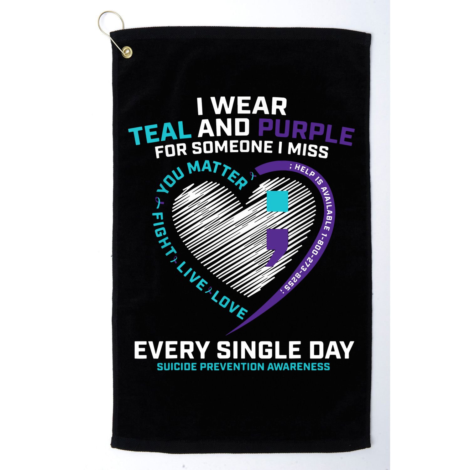 In Loving Memory Semicolon Suicide Prevention Awareness Golf Towel