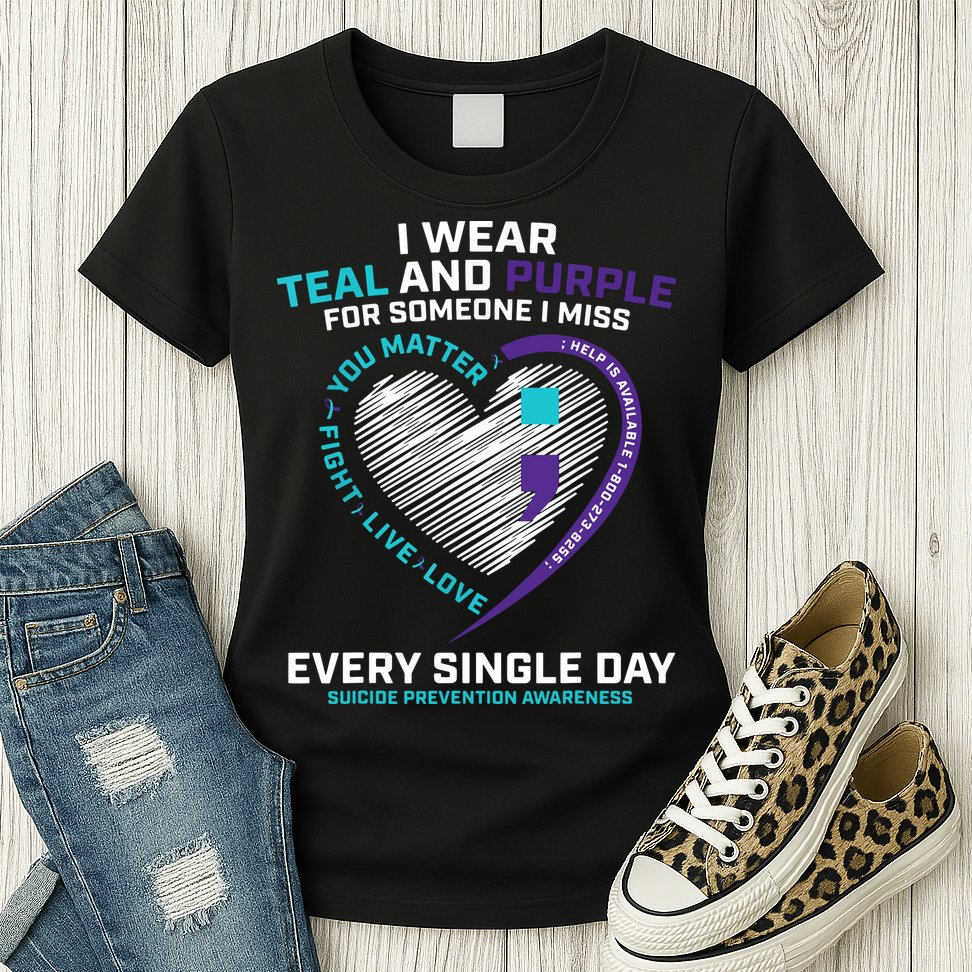 In Loving Memory Semicolon Suicide Prevention Awareness Womens T-Shirt