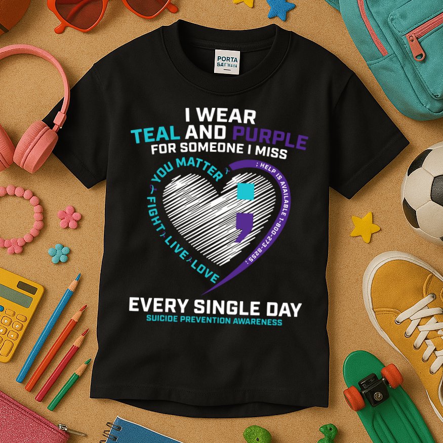 In Loving Memory Semicolon Suicide Prevention Awareness Kids T-Shirt