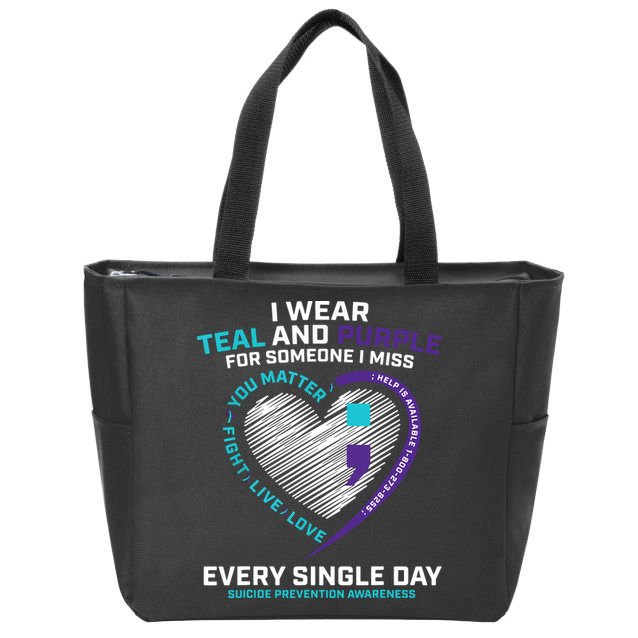 In Loving Memory Semicolon Suicide Prevention Awareness Zip Tote Bag