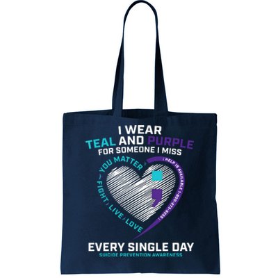 In Loving Memory Semicolon Suicide Prevention Awareness Tote Bag