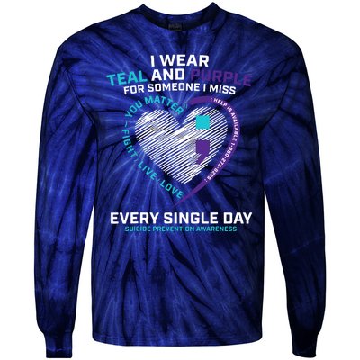 In Loving Memory Semicolon Suicide Prevention Awareness Tie-Dye Long Sleeve Shirt