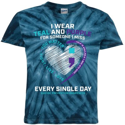 In Loving Memory Semicolon Suicide Prevention Awareness Kids Tie-Dye T-Shirt