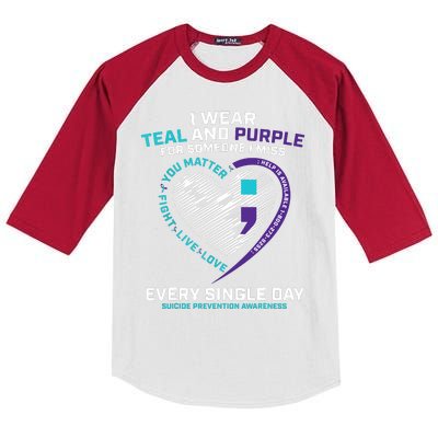 In Loving Memory Semicolon Suicide Prevention Awareness Kids Colorblock Raglan Jersey