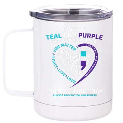 In Loving Memory Semicolon Suicide Prevention Awareness 12 oz Stainless Steel Tumbler Cup