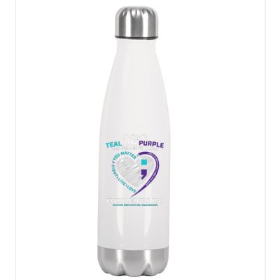 In Loving Memory Semicolon Suicide Prevention Awareness Stainless Steel Insulated Water Bottle