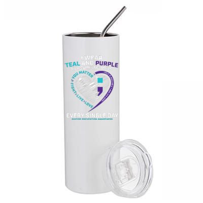 In Loving Memory Semicolon Suicide Prevention Awareness Stainless Steel Tumbler