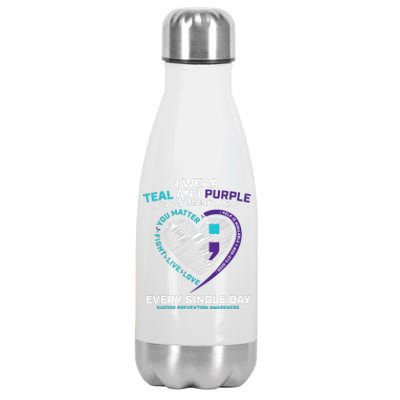 In Loving Memory Semicolon Suicide Prevention Awareness Stainless Steel Insulated Water Bottle