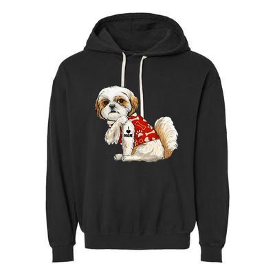 I Love Mom Tattoo Shih Tzu Mom Funny Mother's Day Gift Garment-Dyed Fleece Hoodie