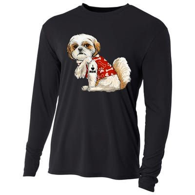 I Love Mom Tattoo Shih Tzu Mom Funny Mother's Day Gift Cooling Performance Long Sleeve Crew