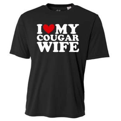 I Love My Cougar Wife I Heart My Cougar Wife Funny Couple Cooling Performance Crew T-Shirt