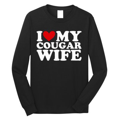 I Love My Cougar Wife I Heart My Cougar Wife Funny Couple Long Sleeve Shirt