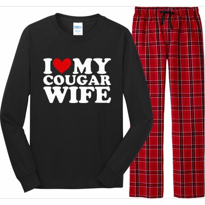 I Love My Cougar Wife I Heart My Cougar Wife Funny Couple Long Sleeve Pajama Set